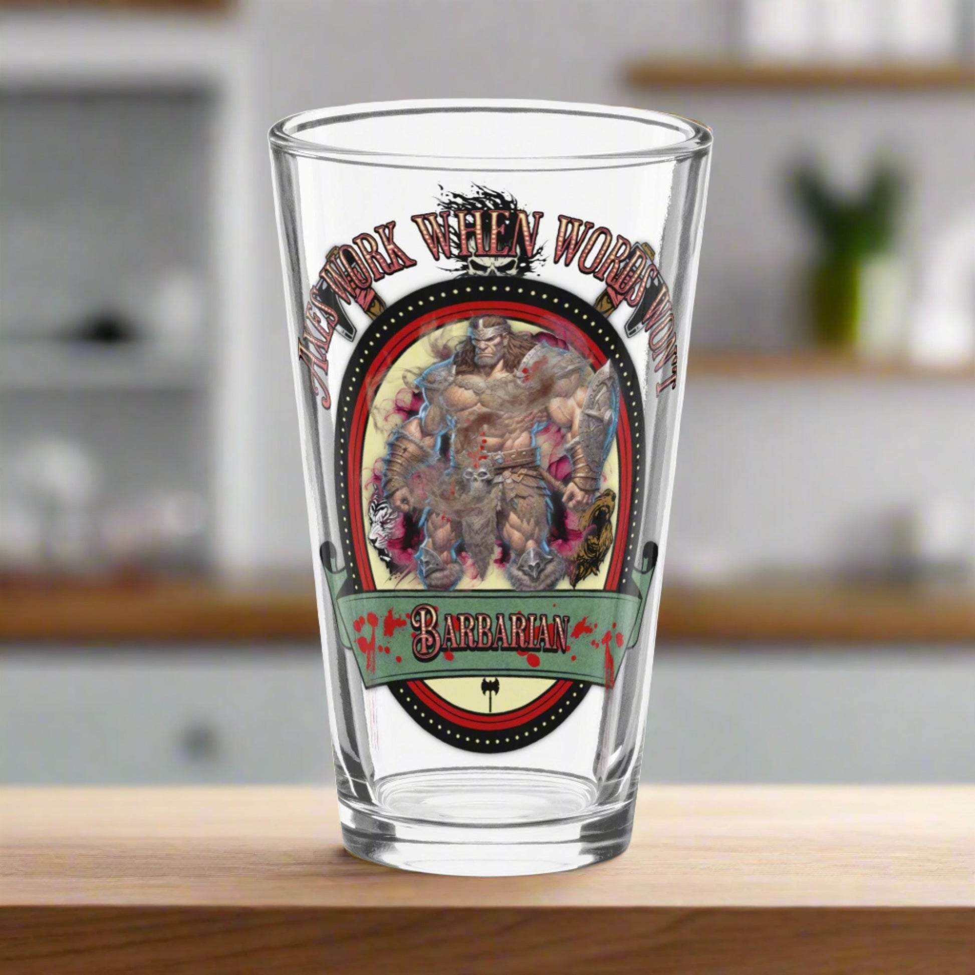 EYNA Emporium - "Axes Work When Words Won't" Shaker Pint Glass - Barbarian