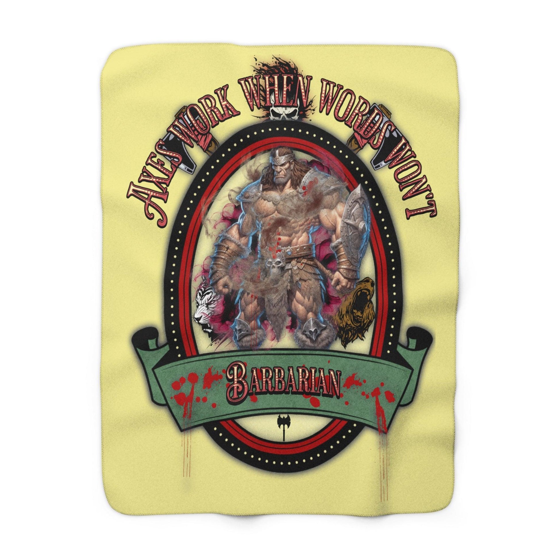 EYNA Emporium - "Axes Work When Words Won't" Sherpa Fleece Blanket - Barbarian