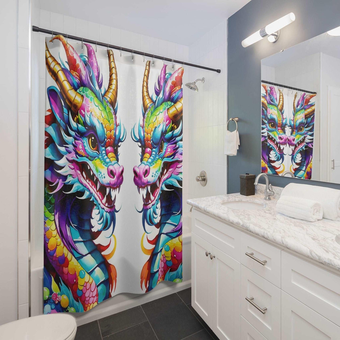 EYNA Emporium - "Colorful Dragon" Shower Curtains