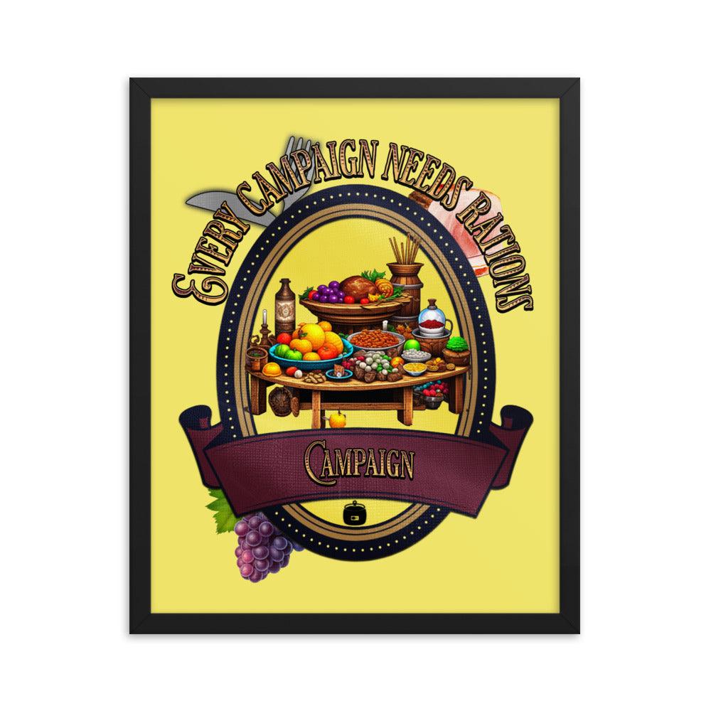 EYNA Emporium - "Every Campaign Needs Rations" Ayous Wood Framed Poster - Campaign