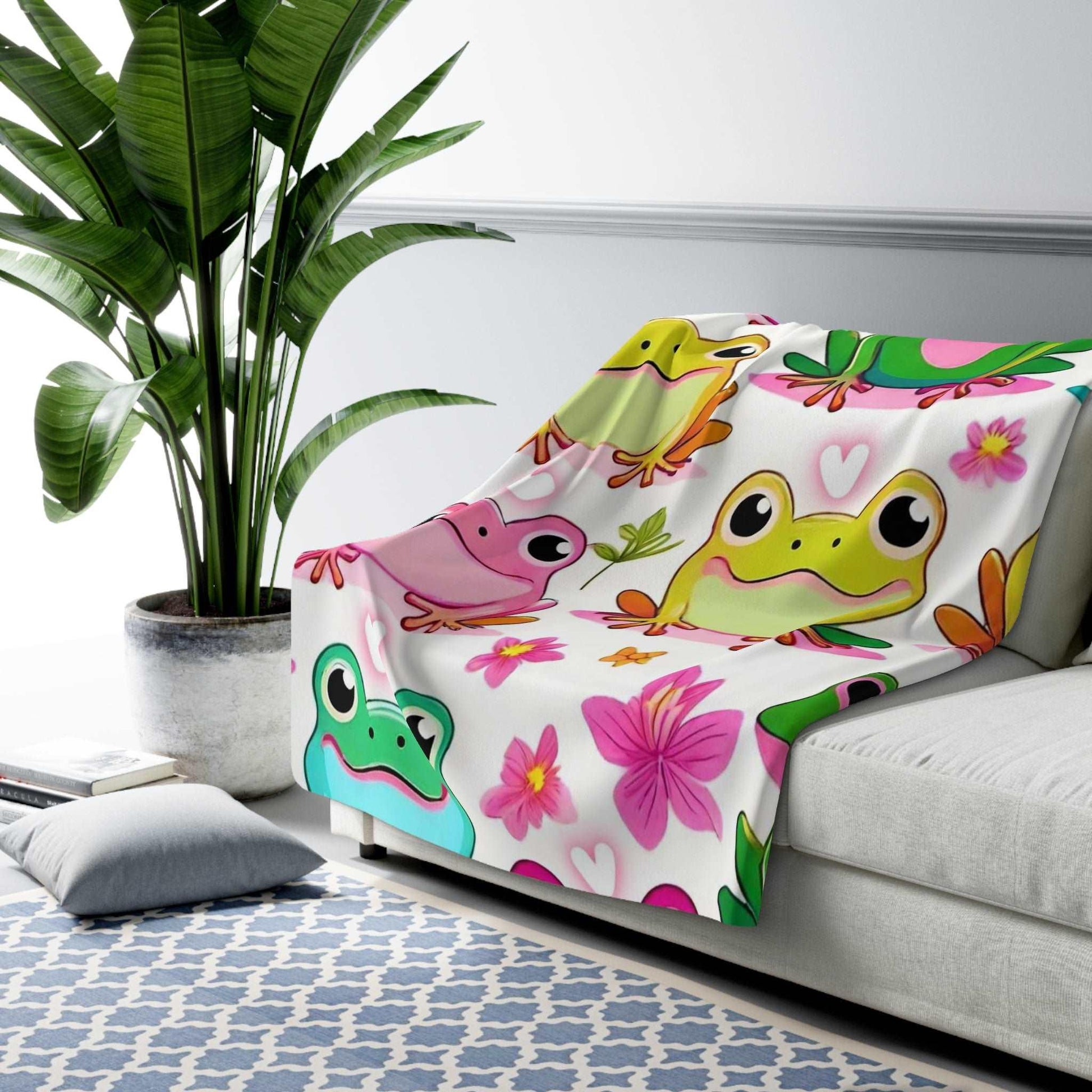 EYNA Emporium - "Froggy Valentine's" Sherpa Fleece Blanket