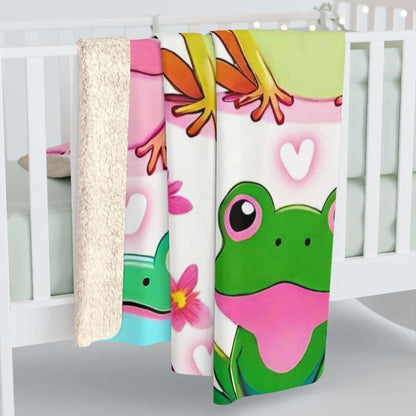 EYNA Emporium - "Froggy Valentine's" Sherpa Fleece Blanket