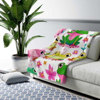 EYNA Emporium - "Froggy Valentine's" Sherpa Fleece Blanket