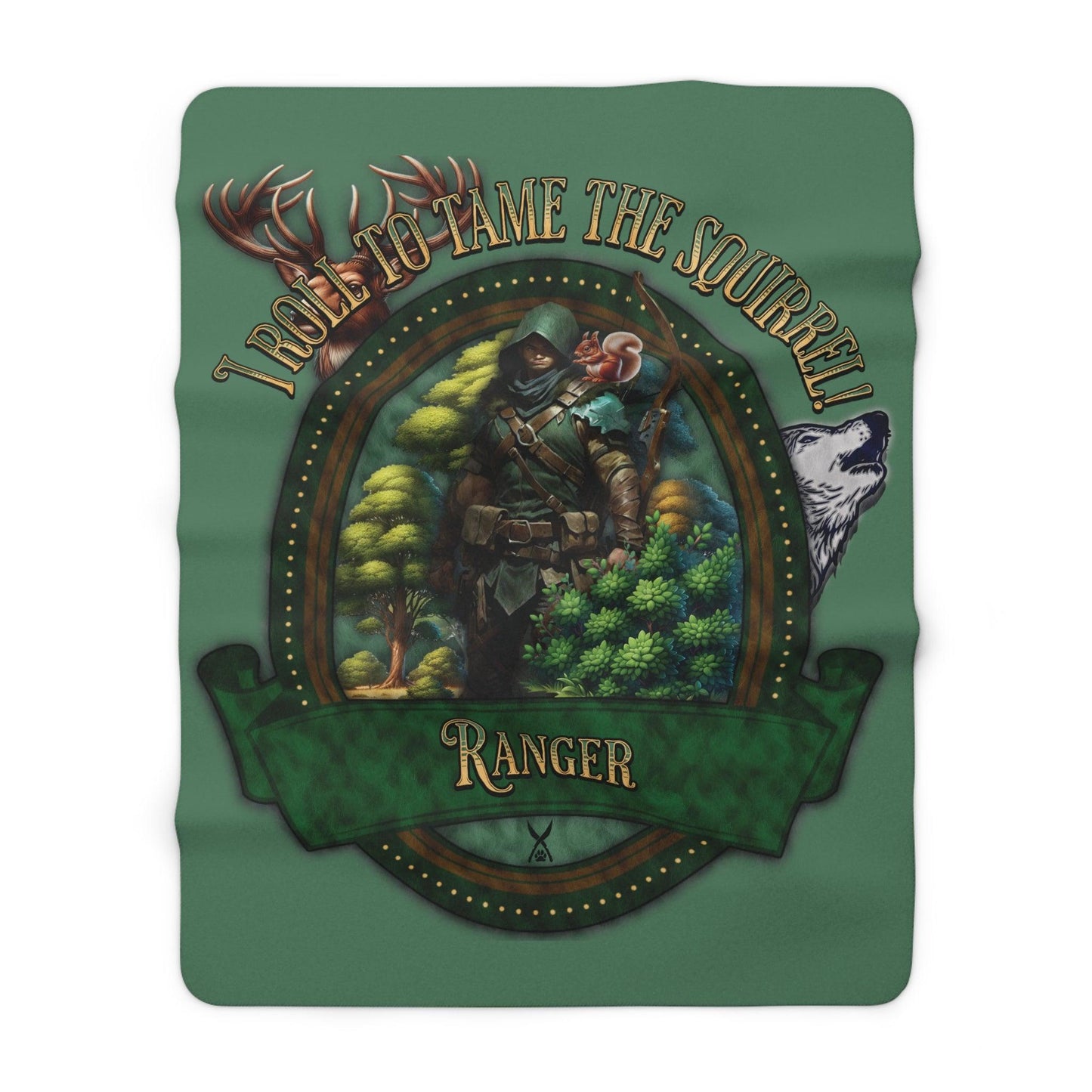 EYNA Emporium - "I Roll to Tame the Squirrel" Sherpa Fleece Blanket - Ranger