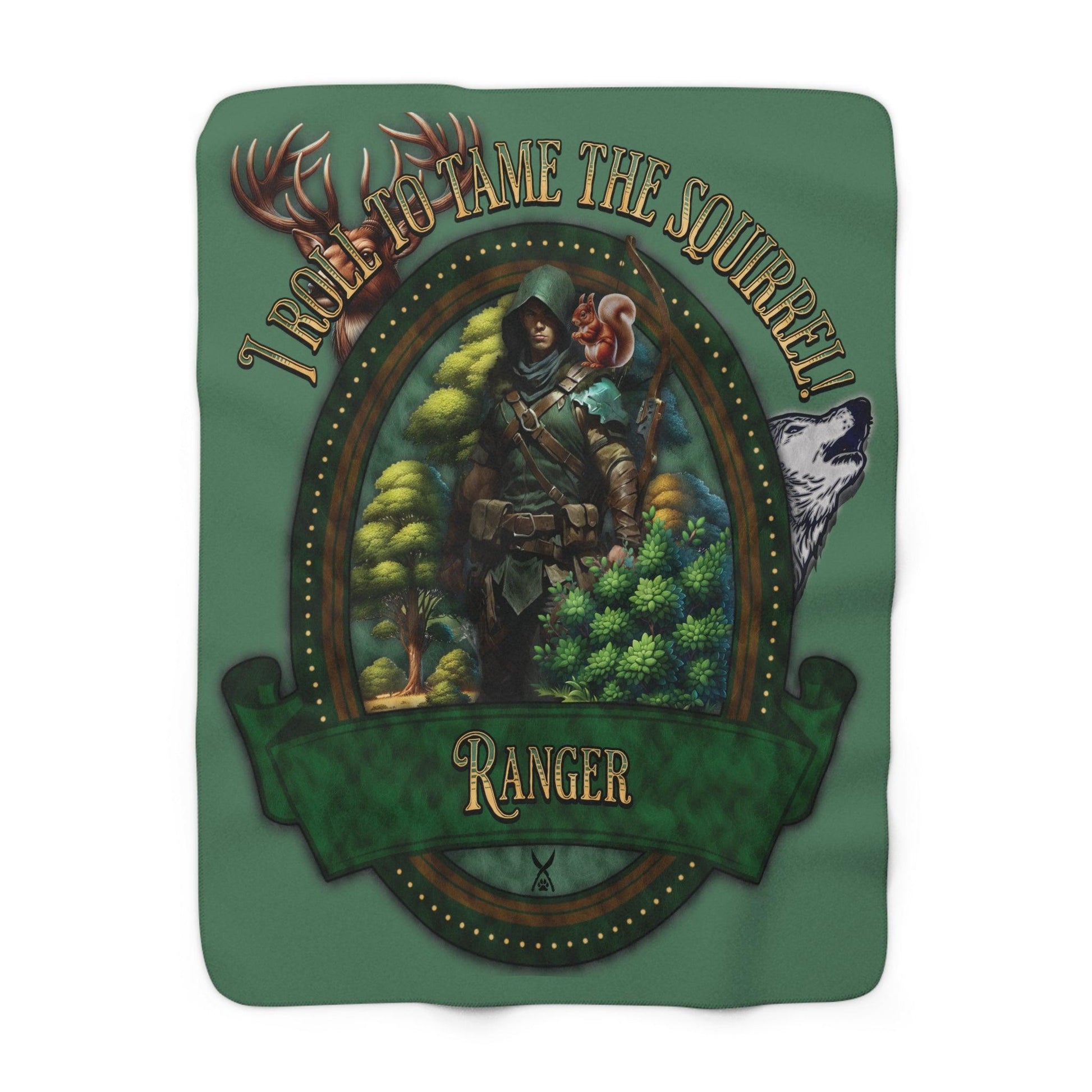 EYNA Emporium - "I Roll to Tame the Squirrel" Sherpa Fleece Blanket - Ranger