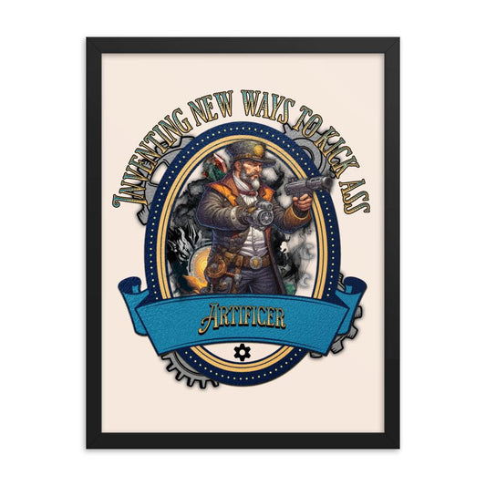 EYNA Emporium - "Inventing New Ways to Kick Ass" Ayous Wood Framed Poster - Artificer