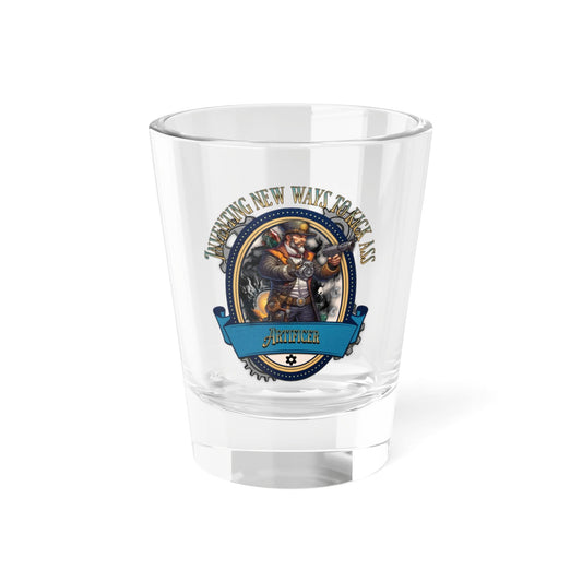 EYNA Emporium - "Inventing New Ways to Kick Ass" Shot Glass - Artificer