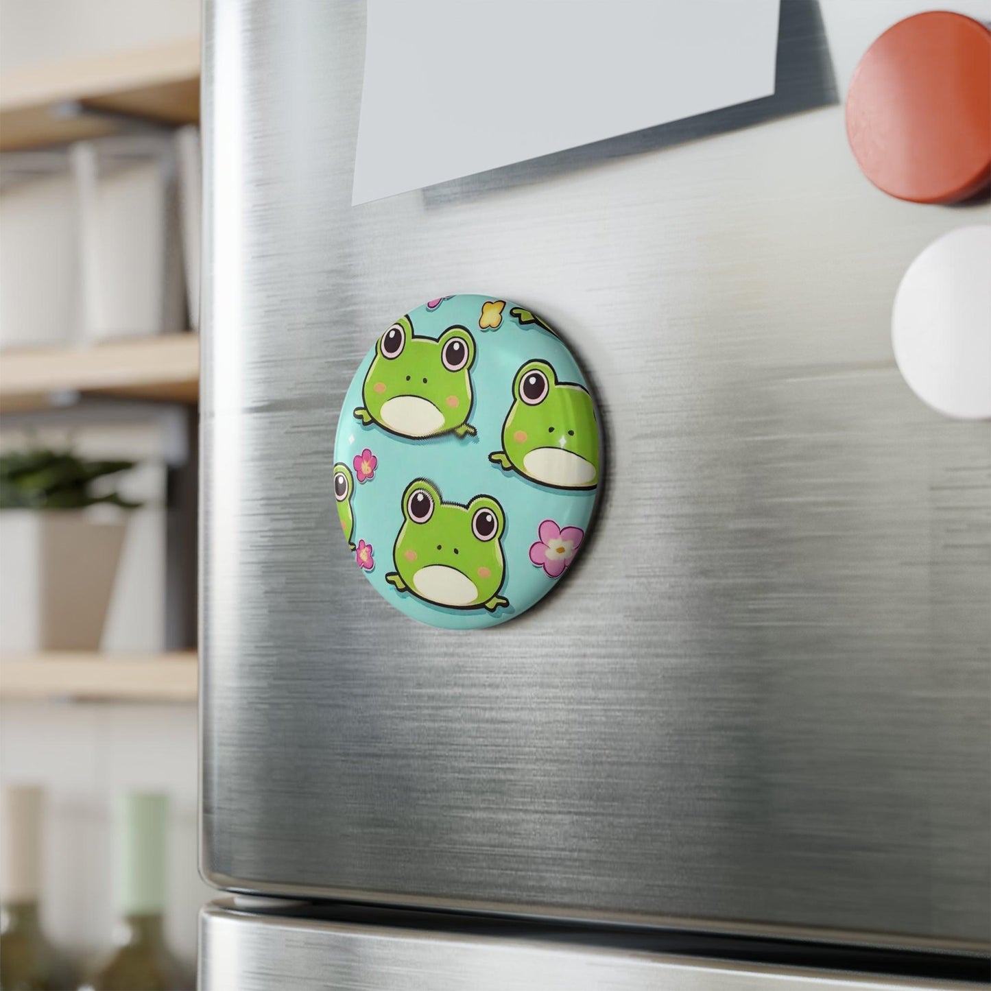 EYNA Emporium - "Kawaii Love Frog" Button Magnet, Round (1 & 10 pcs)