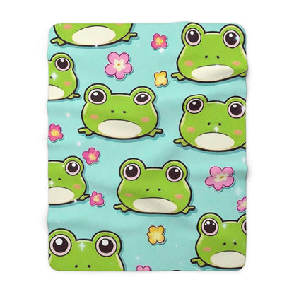 EYNA Emporium - "Kawaii Love Frog" Sherpa Fleece Blanket