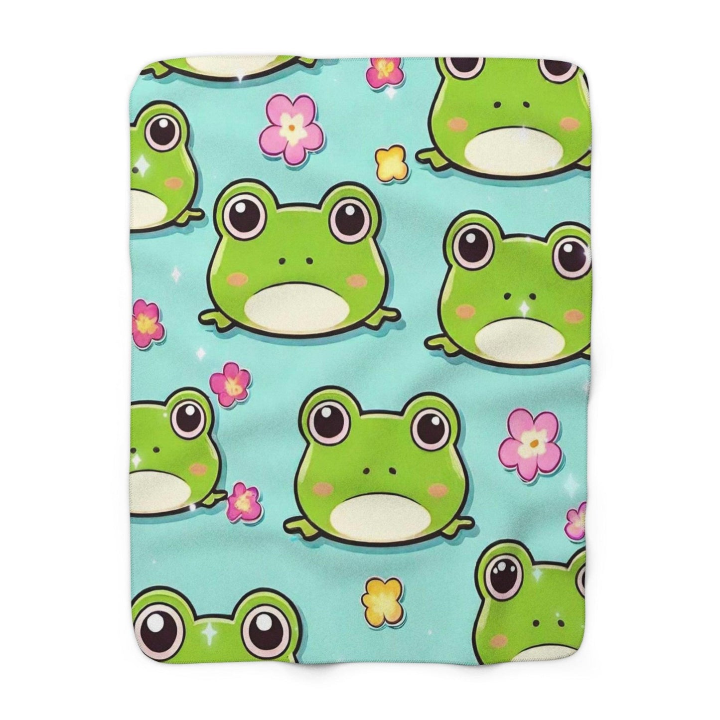 EYNA Emporium - "Kawaii Love Frog" Sherpa Fleece Blanket