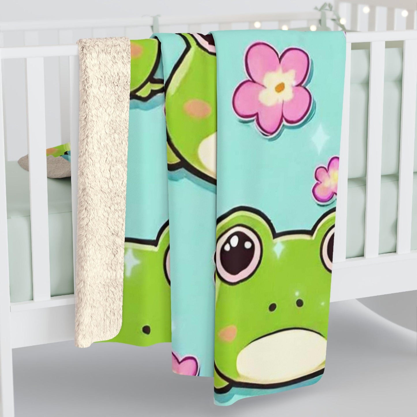 EYNA Emporium - "Kawaii Love Frog" Sherpa Fleece Blanket