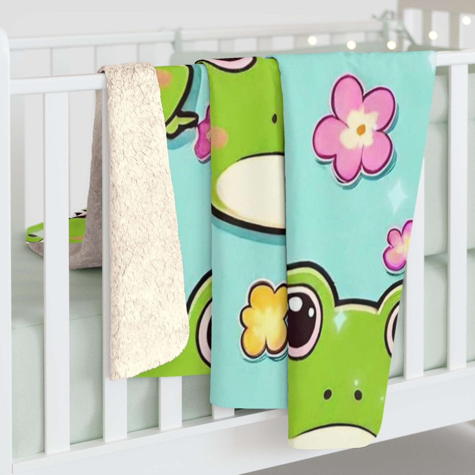 EYNA Emporium - "Kawaii Love Frog" Sherpa Fleece Blanket