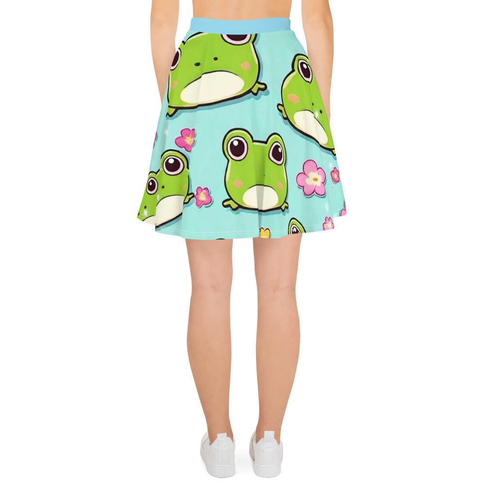 EYNA Emporium - "Kawaii Love Frog" Skater Skirt - Flared Cut