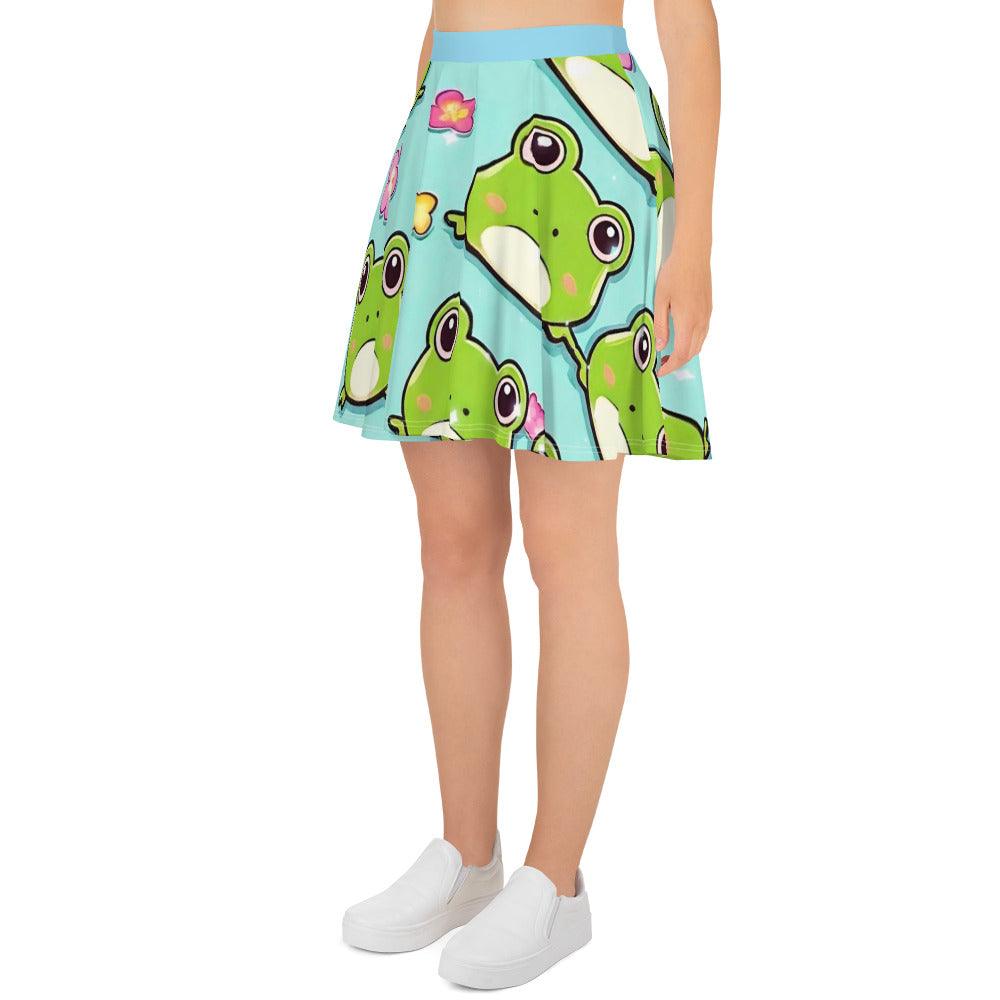 EYNA Emporium - "Kawaii Love Frog" Skater Skirt - Flared Cut