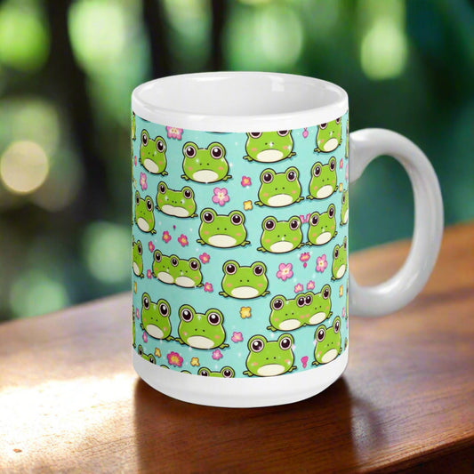 EYNA Emporium - "Kawaii Love Frog" White Glossy Mug