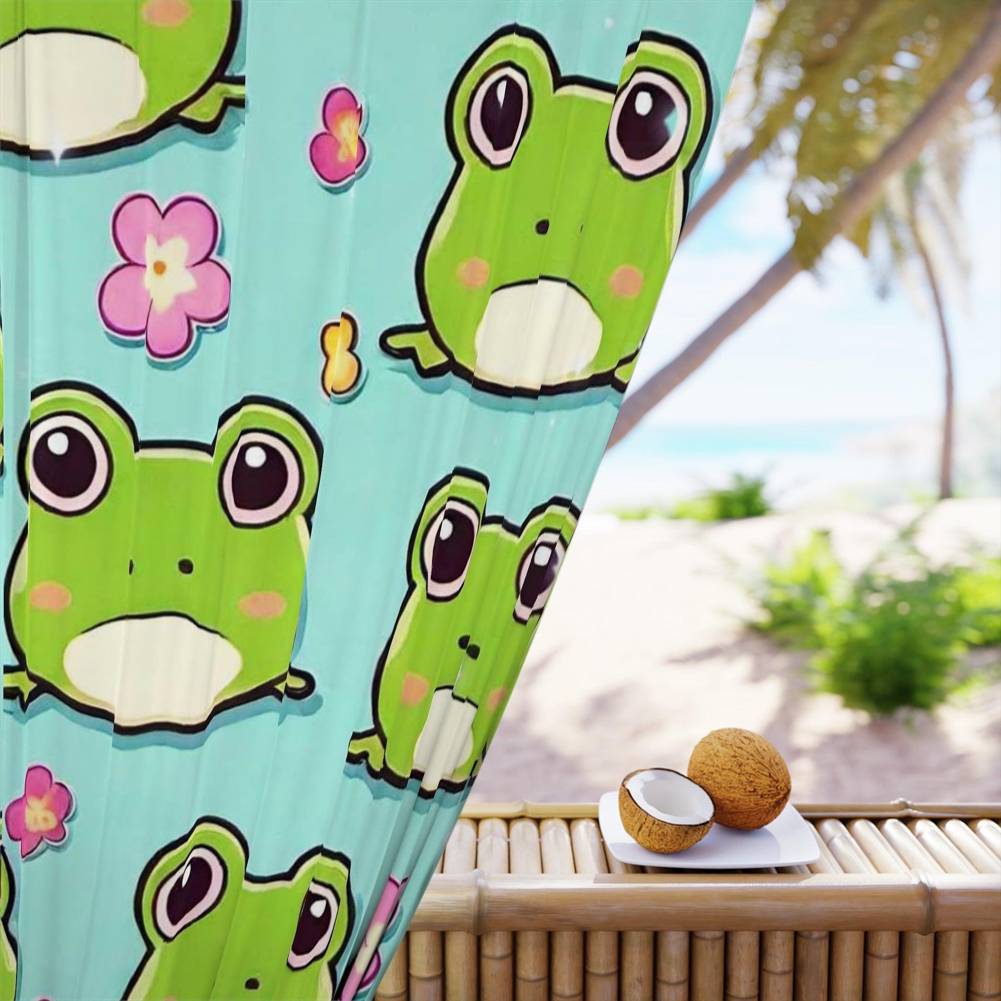 EYNA Emporium - "Kawaii Love Frog" Window Curtains (1 pc.)