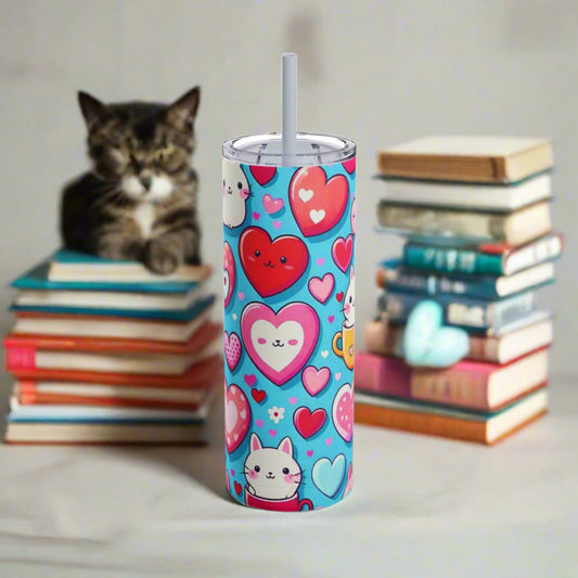 EYNA Emporium - "Kitten Hearts" Maars Maker Skinny Matte Tumbler, 20oz