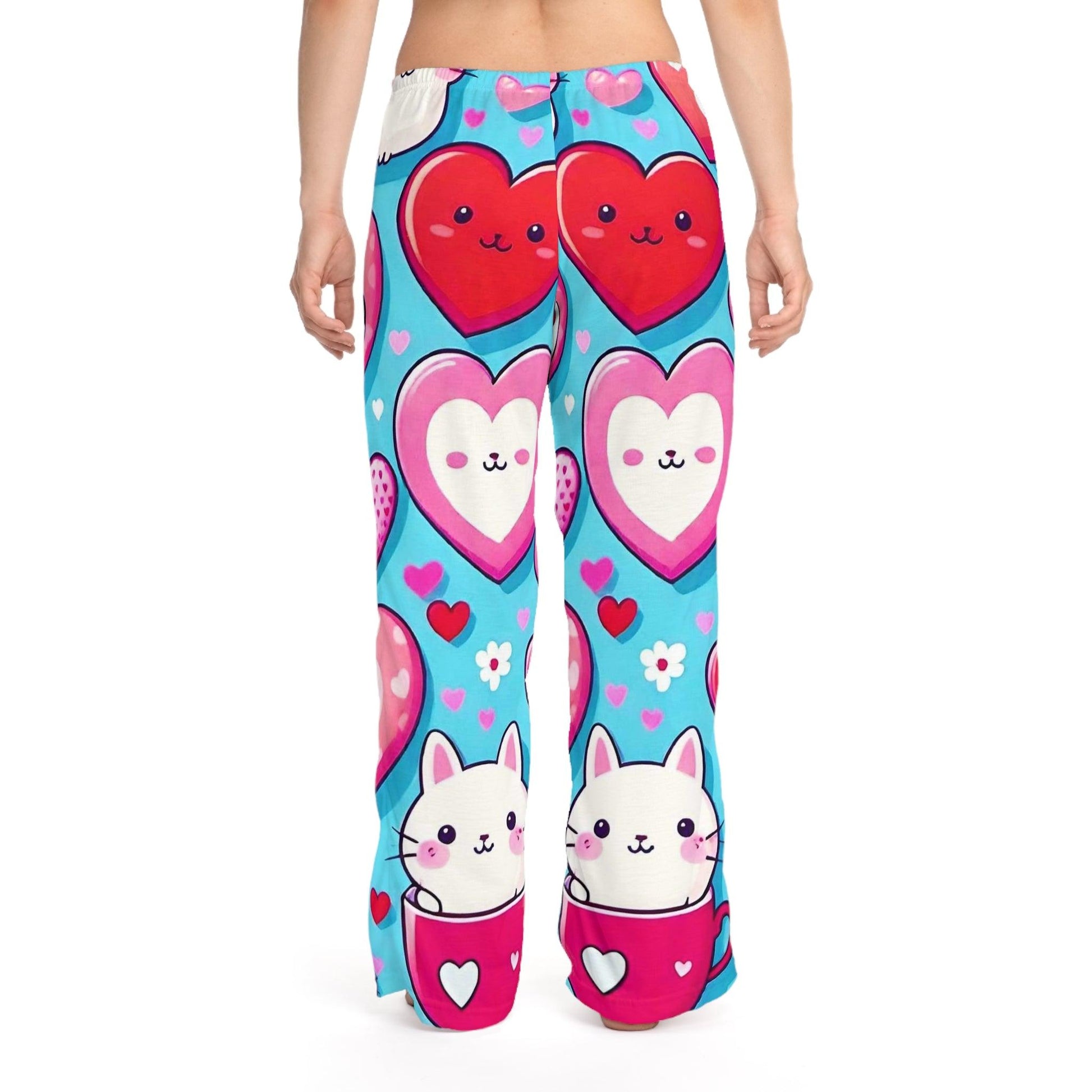 EYNA Emporium - "Kitten Hearts" Women's Pajama Pants with Drawstring