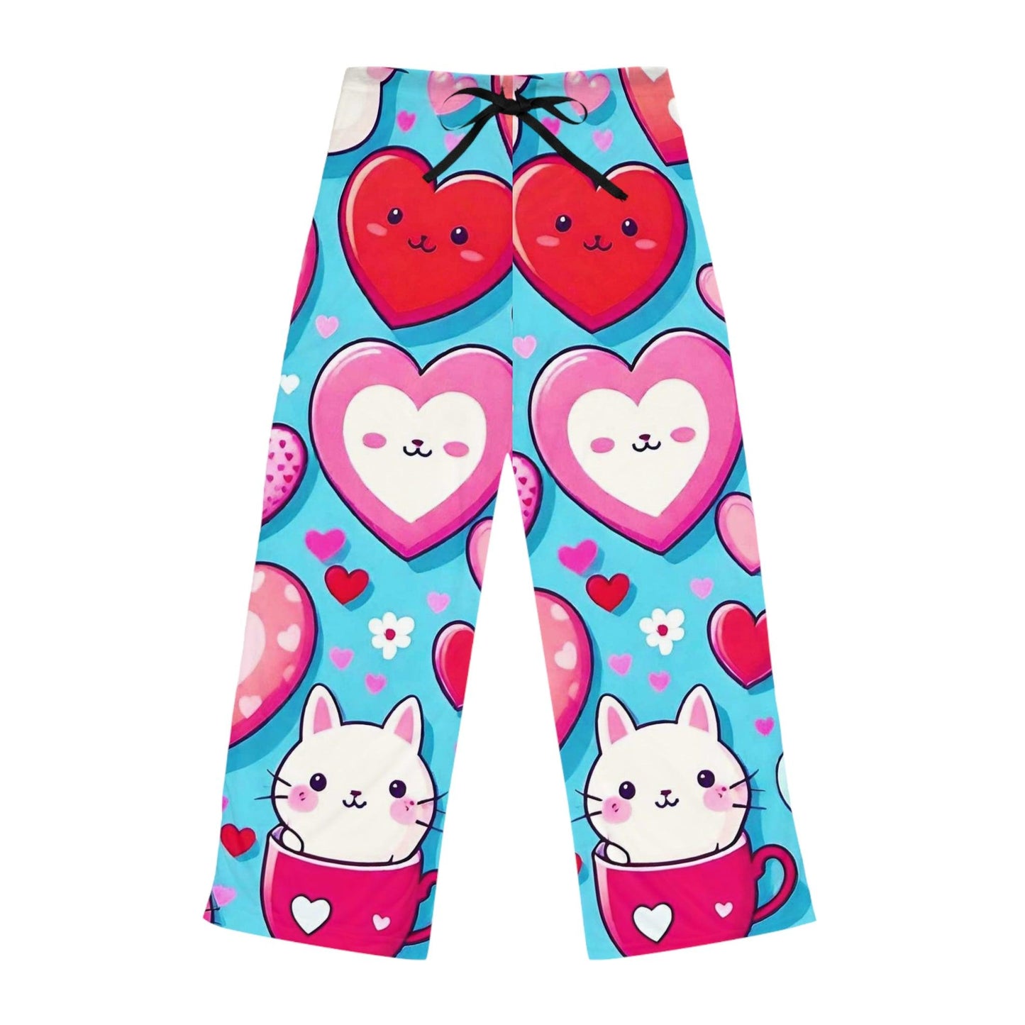 EYNA Emporium - "Kitten Hearts" Women's Pajama Pants with Drawstring