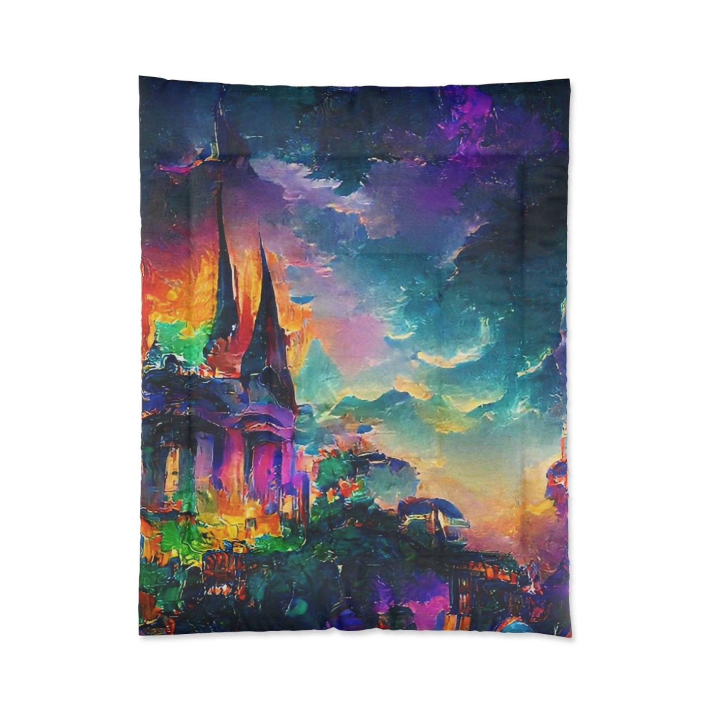 EYNA Emporium - "Mardi Gras Cliffside Temple" Comforter