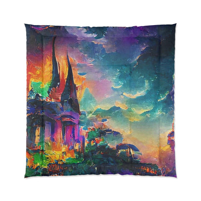 EYNA Emporium - "Mardi Gras Cliffside Temple" Comforter