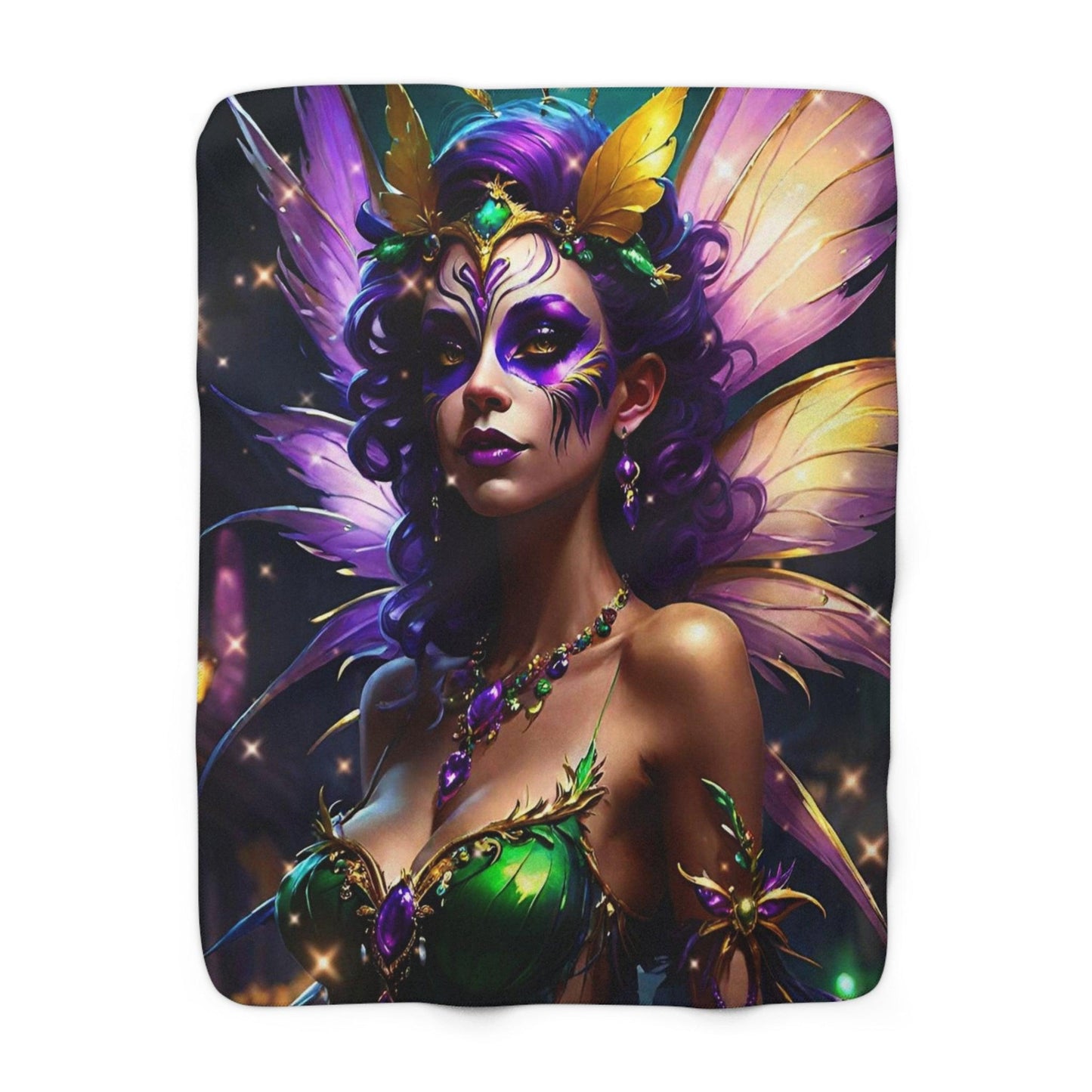 EYNA Emporium - "Mardi Gras Fairy Cabaret" Sherpa Fleece Blanket