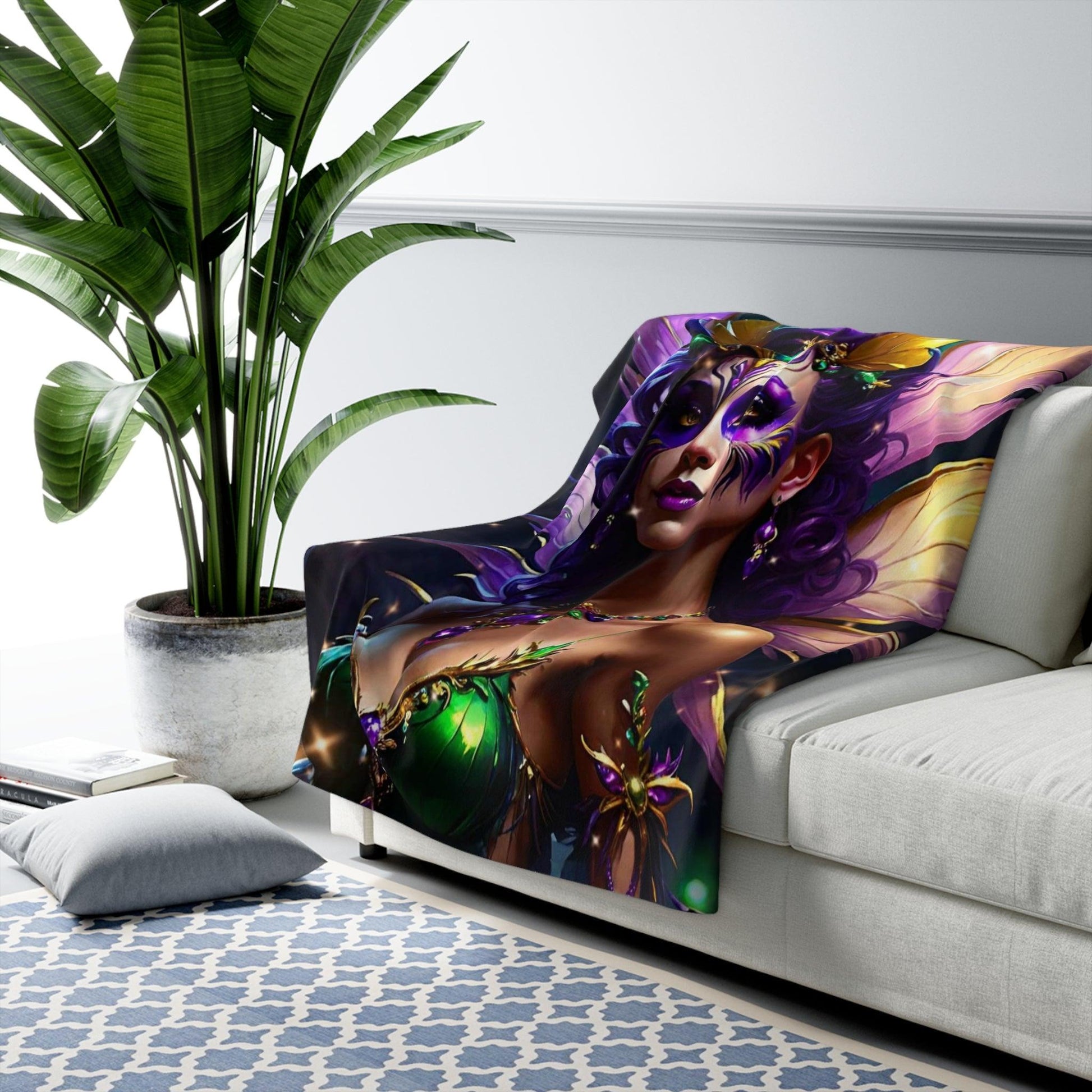 EYNA Emporium - "Mardi Gras Fairy Cabaret" Sherpa Fleece Blanket