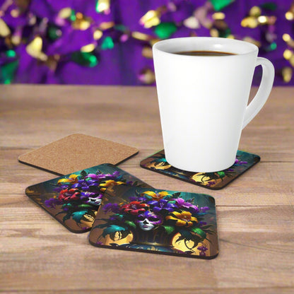 EYNA Emporium - "Mardi Gras Vase" Corkwood Coaster Set