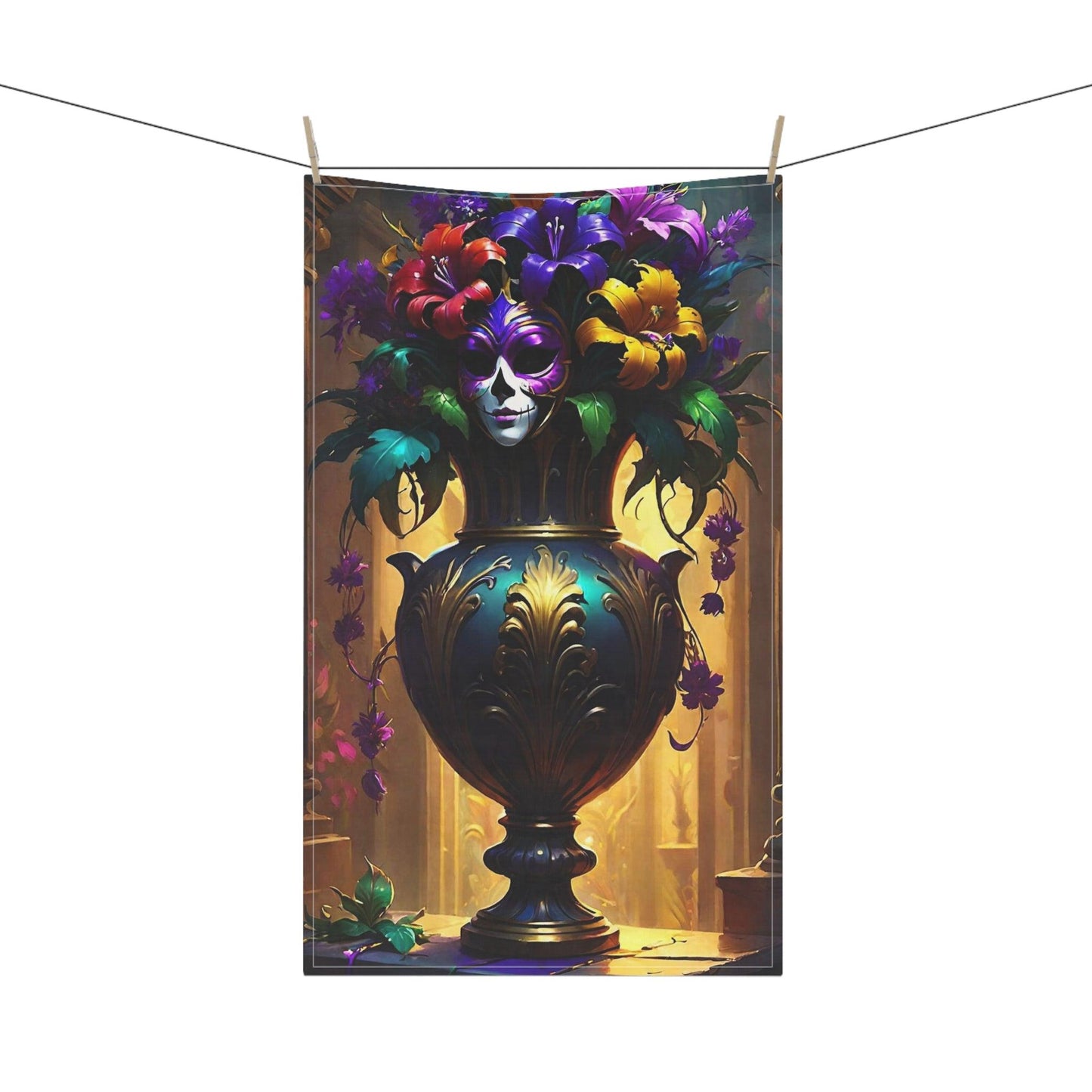 EYNA Emporium - "Mardi Gras Vase" Kitchen Towel