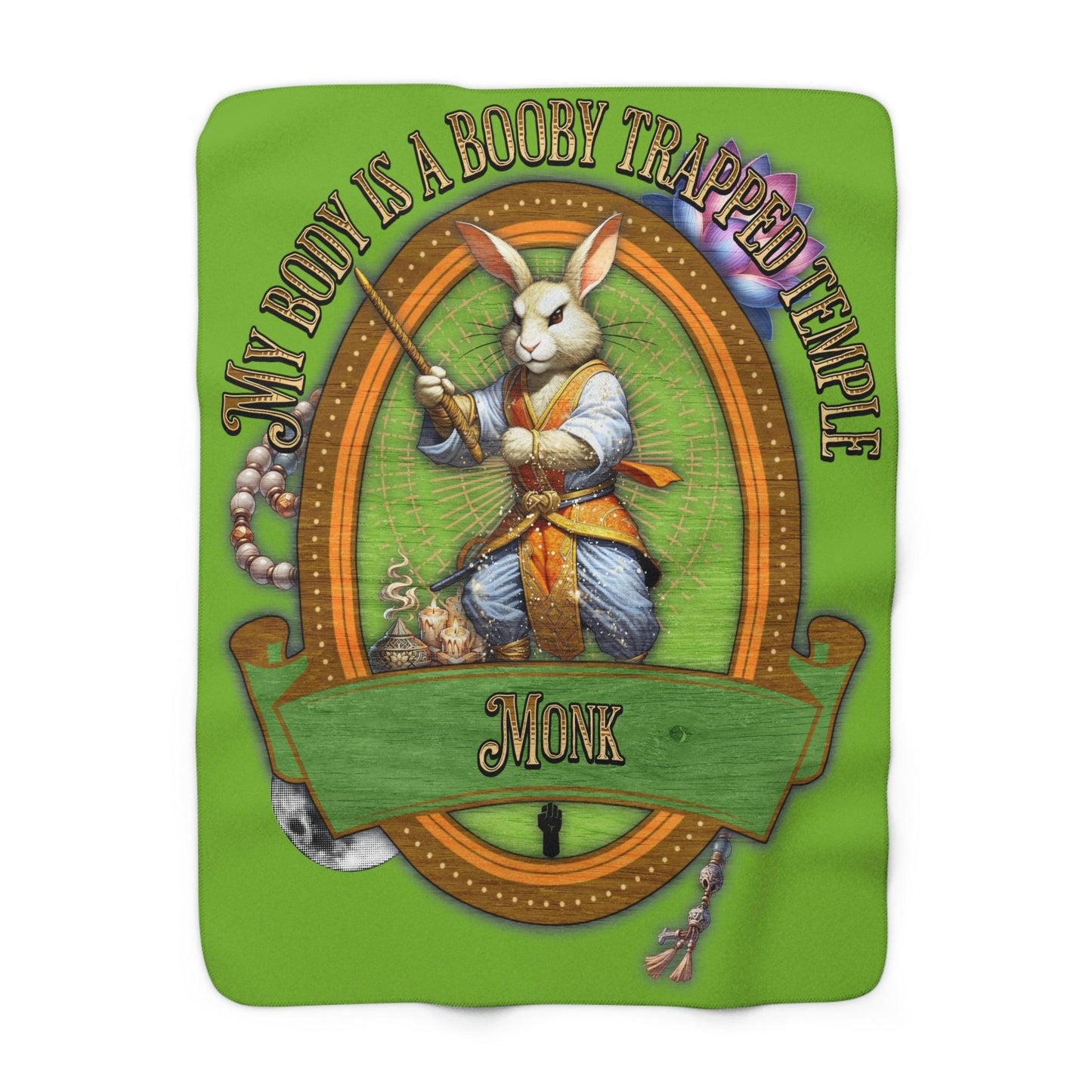 EYNA Emporium - "My Body is a Booby Trapped Temple" Sherpa Fleece Blanket - Monk