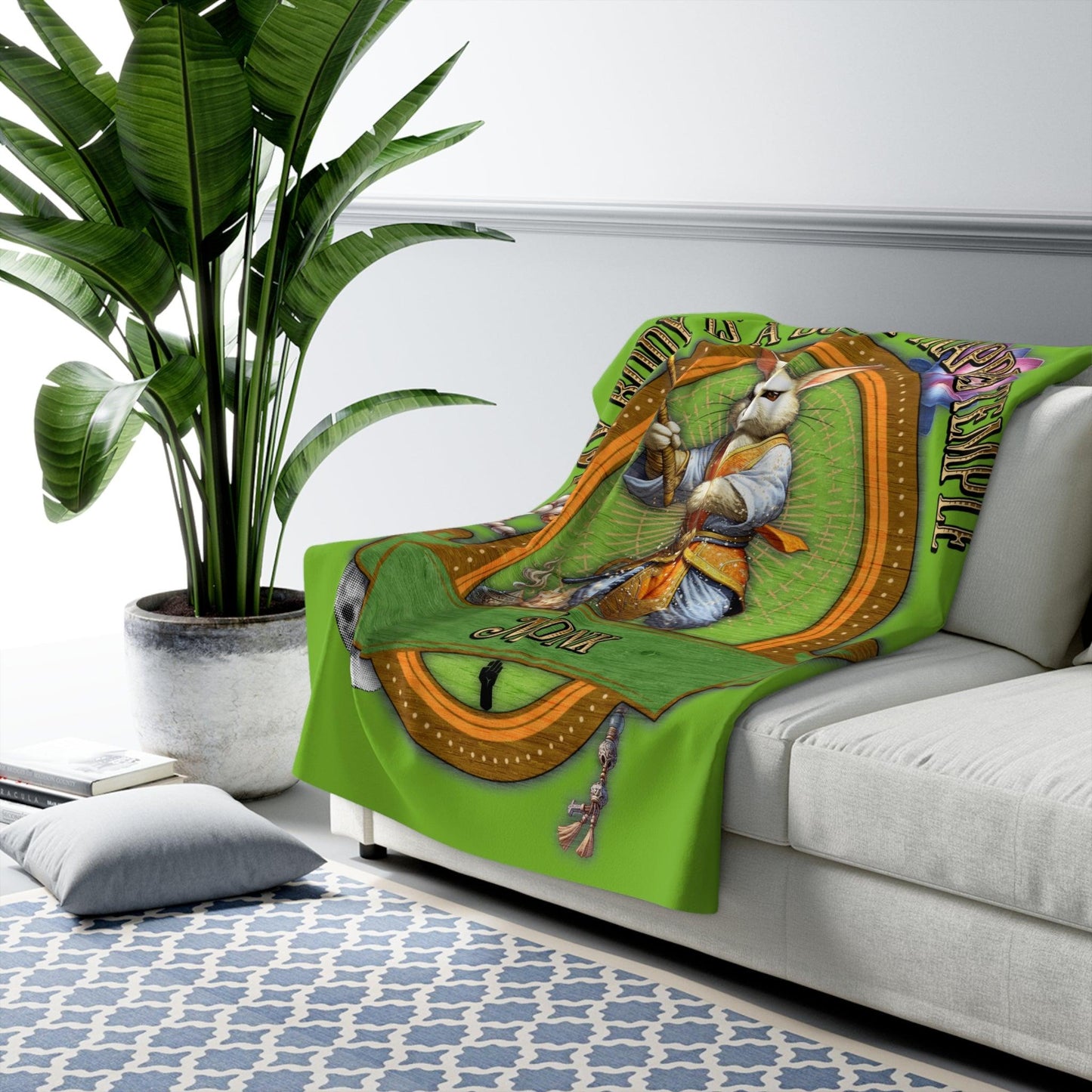 EYNA Emporium - "My Body is a Booby Trapped Temple" Sherpa Fleece Blanket - Monk