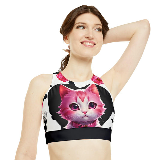 EYNA Emporium - "Pink Diamond Kitten" High Neck Crop Bikini Top