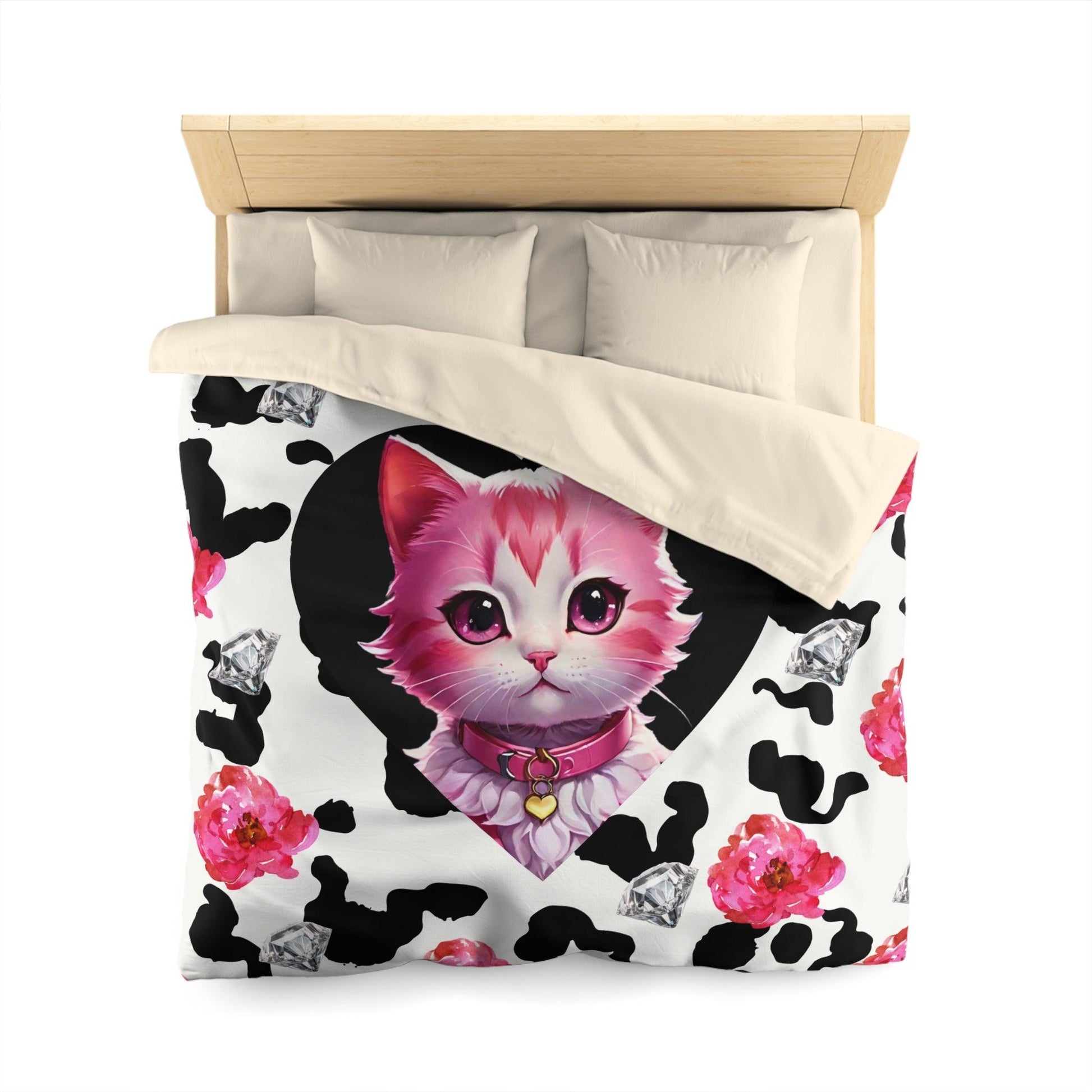 EYNA Emporium - "Pink Diamond Kitten" Microfiber Duvet Cover