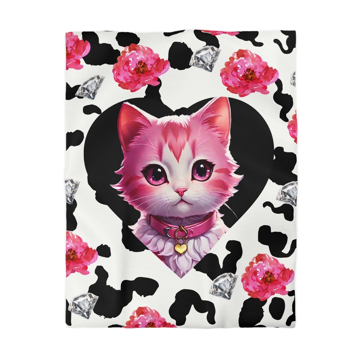 EYNA Emporium - "Pink Diamond Kitten" Microfiber Duvet Cover