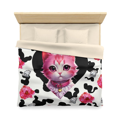 EYNA Emporium - "Pink Diamond Kitten" Microfiber Duvet Cover