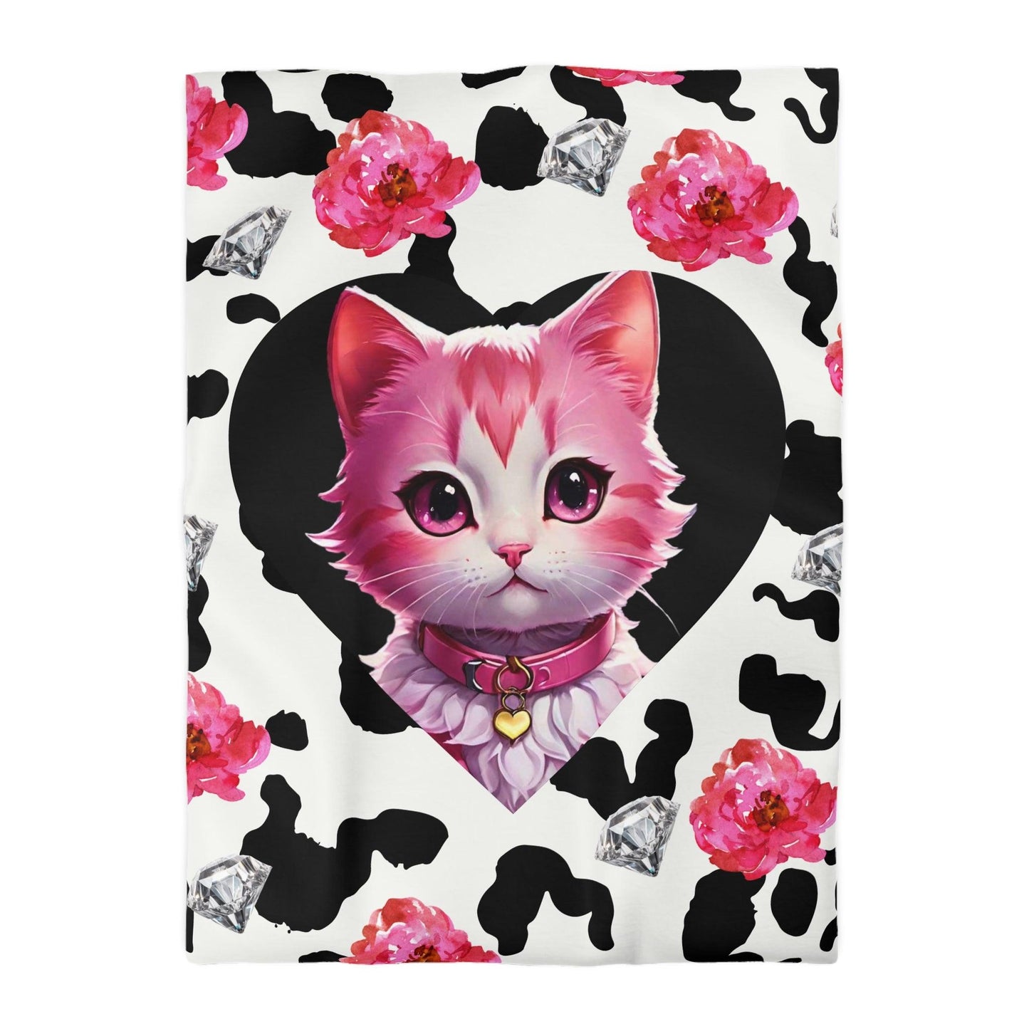 EYNA Emporium - "Pink Diamond Kitten" Microfiber Duvet Cover