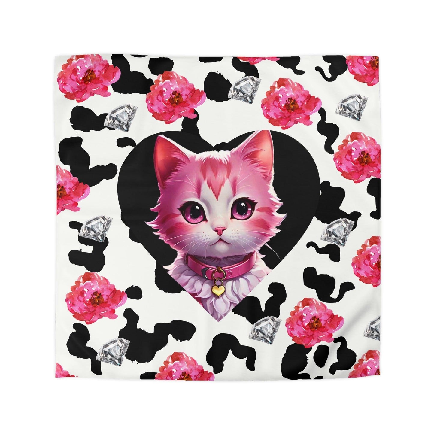 EYNA Emporium - "Pink Diamond Kitten" Microfiber Duvet Cover