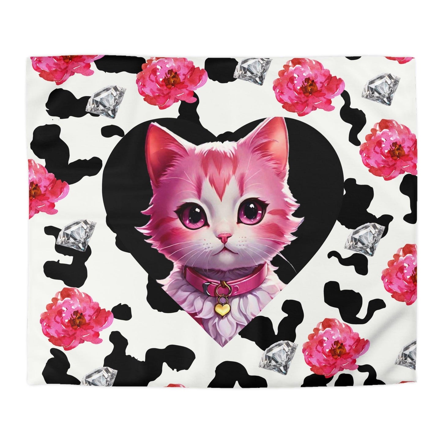 EYNA Emporium - "Pink Diamond Kitten" Microfiber Duvet Cover