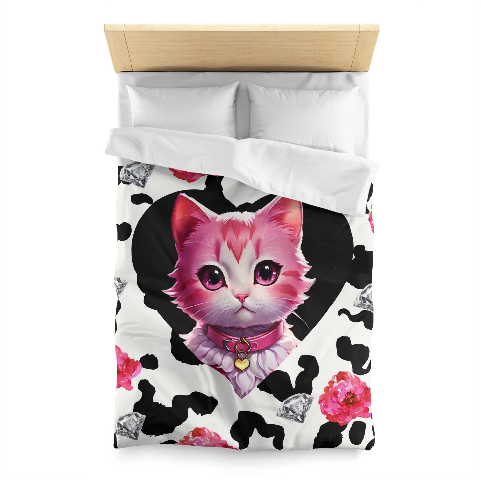 EYNA Emporium - "Pink Diamond Kitten" Microfiber Duvet Cover