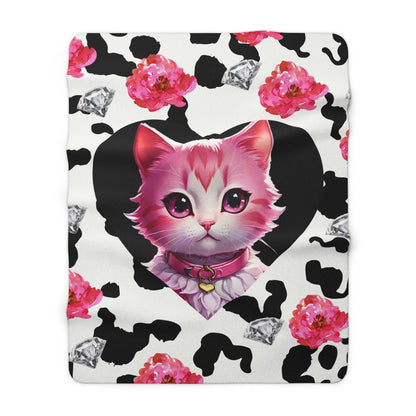 EYNA Emporium - "Pink Diamond Kitten" Sherpa Fleece Blanket