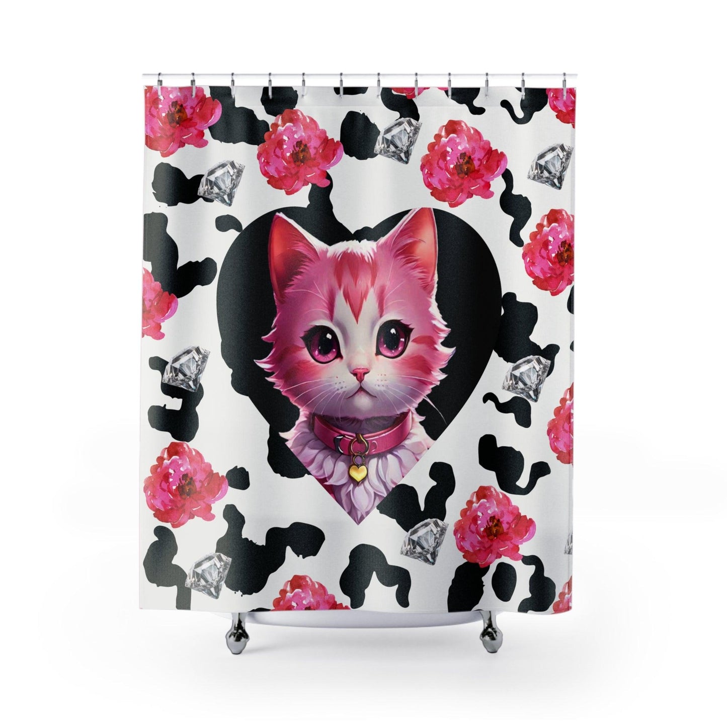 EYNA Emporium - "Pink Diamond Kitten" Shower Curtains