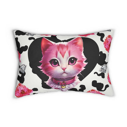 EYNA Emporium - "Pink Diamond Kitten" Spun Polyester Lumbar Pillow