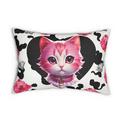 EYNA Emporium - "Pink Diamond Kitten" Spun Polyester Lumbar Pillow