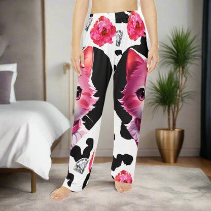 EYNA Emporium - "Pink Diamond Kitten" Women's Pajama Pants