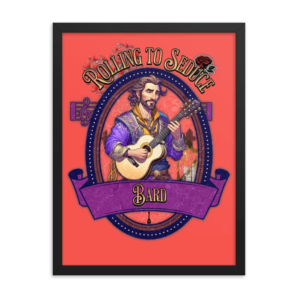 EYNA Emporium - "Rolling to Seduce" Ayous Wood Framed Poster - Male Bard