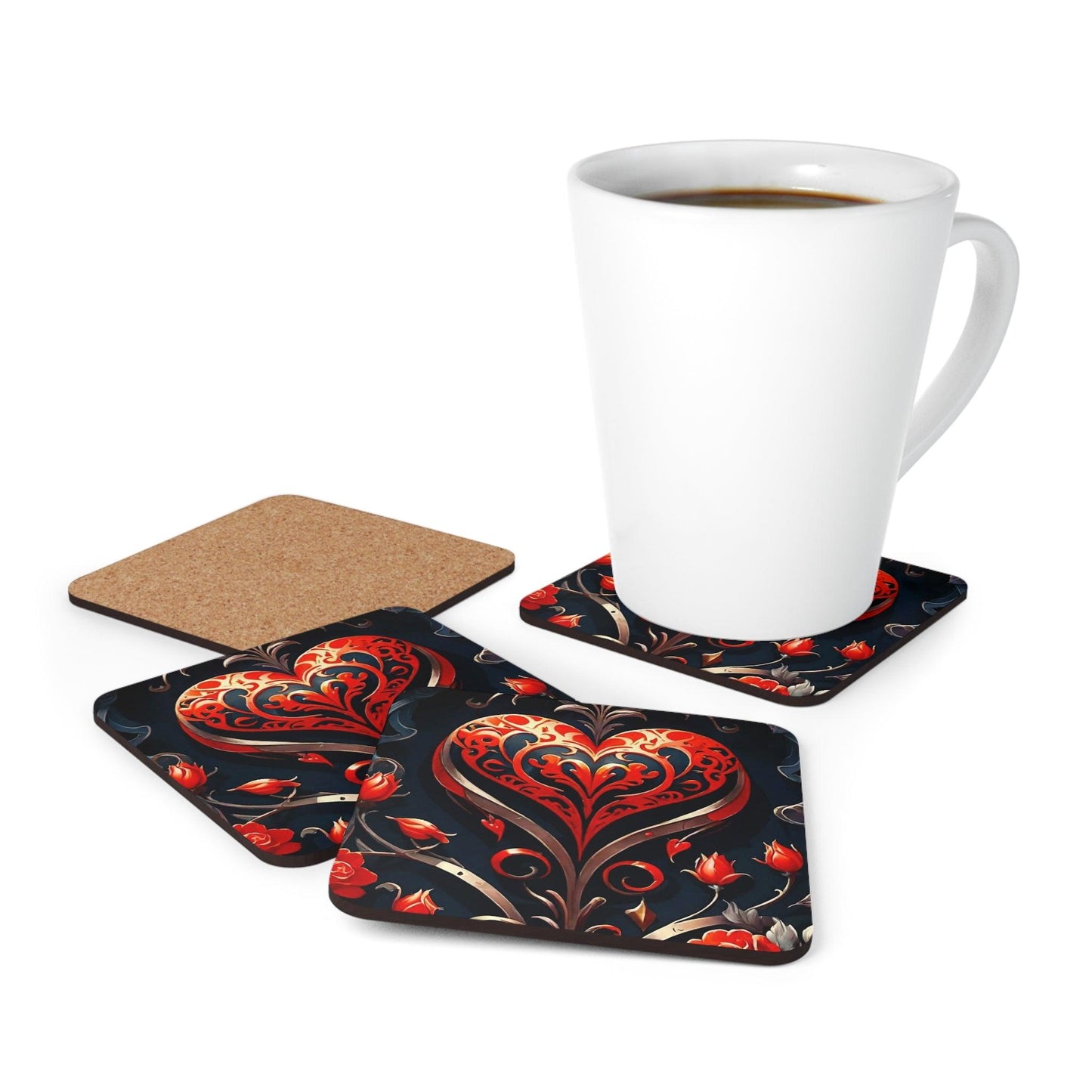 EYNA Emporium - "Royal Heart" Corkwood Coaster Set