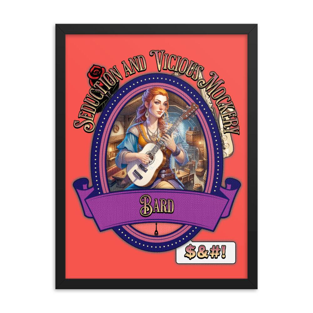 EYNA Emporium - "Seduction and Vicious Mockery" Ayous Wood Framed Poster - Female Bard