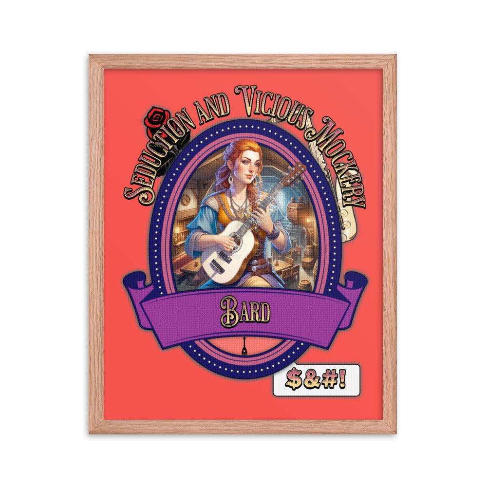 EYNA Emporium - "Seduction and Vicious Mockery" Ayous Wood Framed Poster - Female Bard