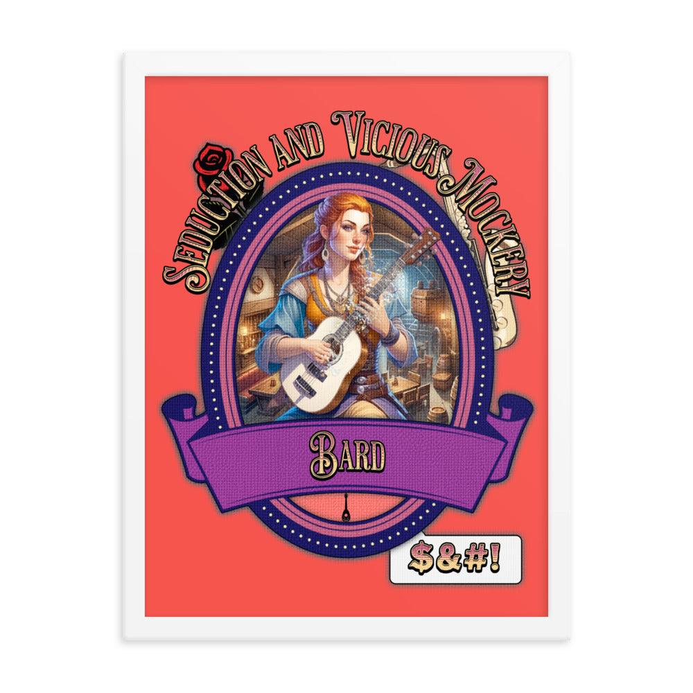 EYNA Emporium - "Seduction and Vicious Mockery" Ayous Wood Framed Poster - Female Bard