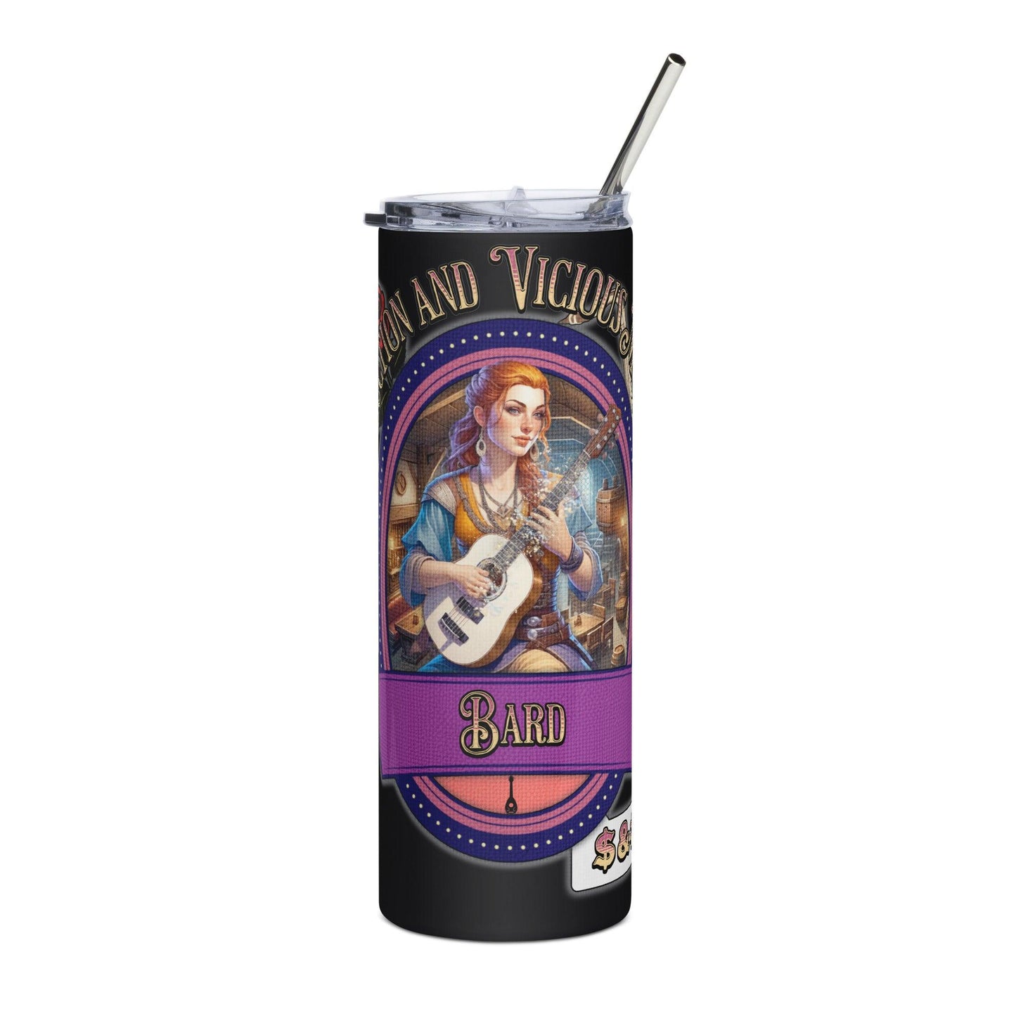 EYNA Emporium - "Seduction and Vicious Mockery" Female Bard Stainless Steel Tumbler